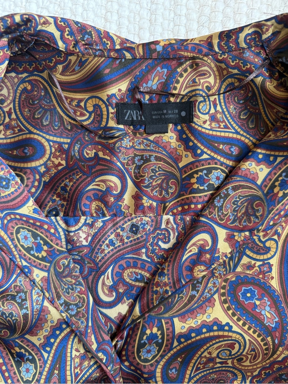 Zara Silk Paisley SET Button-Up Blouse and Pant in Multicolor, both Size M - Picture 2 of 3